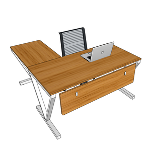 BFVB009-VBamboo 140x150cm L-Shaped <b>Desk</b> with Foldable Iron Legs and Drawer for Home Office or Computer Setup - Product Image 3