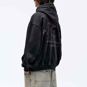 Hip Hop Boxy Fit Acid Wash Hommes Hoodies & Sweatshirts DTG Imprimer Poids Lourd 500GSM Épais French Terry Vintage Hoodies - Product Image 3