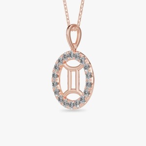 Pendentif en argent 925 avec moissanite et cercle de strass en cristal, style classique, bijou unisexe, cadeau, signe du zodiaque Gémeaux - Product Image 4
