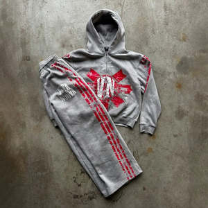 Survêtement personnalisé pour hommes 2 pièces hiver décontracté solide survêtement sport gym poches survêtements imprimé bouffant survêtement ensemble - Product Image 1