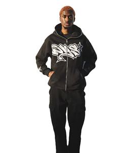 OEM nueva moda 100% algodón pesado de gran tamaño ajuste Puff impresión carta completa cremallera Sudadera con capucha personalizada para Hombre Sudaderas con capucha y sudaderas - Product Image 3