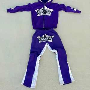 Premium Quality 2 Piece Sweat Suit Screen <b>Print</b> Zip Up Hoodie Sweat Pant 100% Cotton Custom GSM Flees Wholesale - Product Image 5