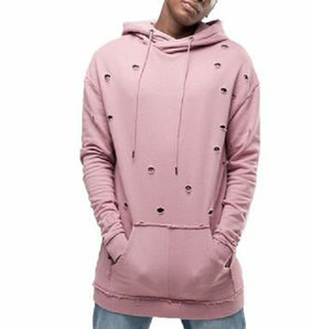 Respirant Haute Qualité Streetwear Distressed Hoodie coton Polaire Blanc Double Couche Poches Acide Lavage Distressed Hoodies - Product Image 3