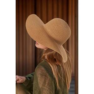 Wide Brim Camel Knitted Pattern Fashionable and Functional <b>Hat</b> Sun Protection Hsr2005 - Camel - Product Image 2