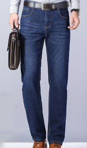 Pantalon de travail slim personnalisé pour hommes taille plus grande taille haute élastique résistant à l'usure denim noir marque de gros taille droite pour - Product Image 2