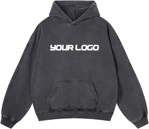 100% coton hommes sweats à capuche surdimensionnés et sweats épais polaire poids lourd Logo d'impression personnalisé sur le col à capuche avant - Product Image 3