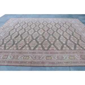 9.9x12.4 ft Rug, Turkish Vintage Oversize Rug, <b>Brown</b> <b>Wool</b> Rug - Product Image 4