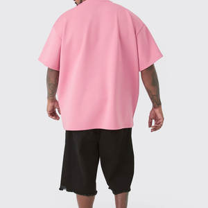 Derniers T-shirts oversize à col rond pour hommes de High Street Épaule tombante Grande taille Poids lourd 100% coton OEM Logo personnalisé - Product Image 5