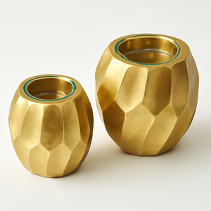 Juego de 2 candelabros de metal dorado de lujo con tallo esculpido y base redonda elegantes candelabros decorativos para eventos de boda - Product Image 3