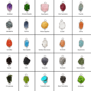 Pierre précieuse brute naturelle breloques de pierre de naissance pendentifs assortis en cristal plaqué argent serti de griffes pour la fabrication de bijoux - Product Image 1