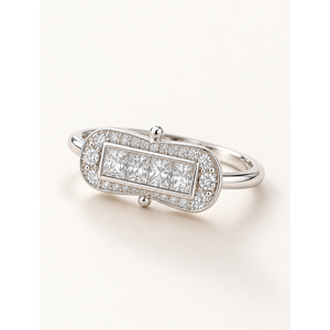 Celeste Prism <b>Ring</b>-Rose Gold Plated <b>Titanium</b> Geometric Inlay Jewelry - Product Image 1