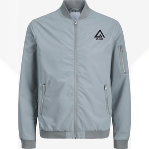 Chaqueta Bomber con Capucha para Hombre, Diseño Único, con Cuello Alto, Logotipo Frontal, Transpirable, Hecha en Pakistán, de Lana/Poliéster, Estilo Casual Otoñal AKO - Product Image 1