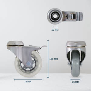 Rodillo de rueda Kingpin hueco de estilo libre plano de 75mm con rueda de hoja de rueda de polipropileno de poliuretano de acero - Product Image 2