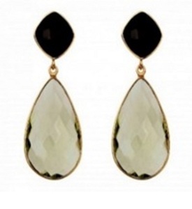 Boucles d'oreilles en forme de poire en argent Sterling 925, améthyste verte et Onyx noir, nouvel arrivage - Product Image 1