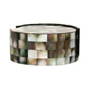 Posavasos con incrustaciones de madreperla para hogar, posavasos con incrustaciones de hueso de girasol, posavasos con incrustaciones de madreperla hechos a mano - Product Image 4