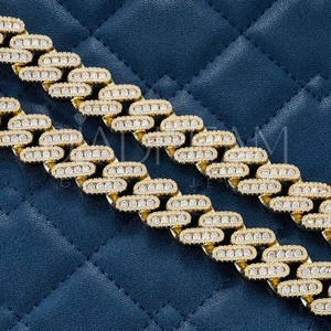 Chaîne à maillons ultra luxueuse en argent 925 entièrement glacé HipHop Cut Leb Grown Diamond pour hommes Party Wear Jewelry - Product Image 1