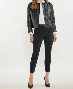 Nueva temporada de invierno de alta calidad, chaqueta de cuero para mujer, chaqueta con cremallera y cuello vuelto - Product Image 5