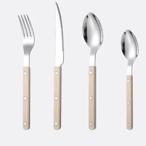 Juego de 4 cubiertos de acero inoxidable, cuchara, tenedor, cuchillo, vajilla perfecta, Apto para lavavajillas, mango liso Chapado en Color plateado - Product Image 1