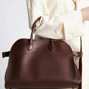 Sac Boston classique en cuir véritable marron pour femme, sac à main avec rabat, deux poignées, usage quotidien, design élégant - Product Image 4