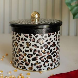 1.7L Or Motif Léopard Ø 140x125mm Métal rond Canister Bouton Poignée - Product Image 5