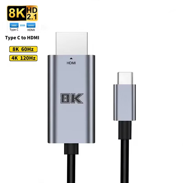 8K 60Hz 4K 120Hz USB C to HDMI Cable Type C to HDMI-Compatible HDTV Cable for TV Converter MacBook Air iPad USB-C HDMI Adapter