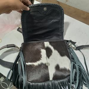 Sac bandoulière de style bohème en cuir véritable de haute qualité, écologique, avec fermeture éclair à pompon, style western, artisanat personnalisé, automne - Product Image 6