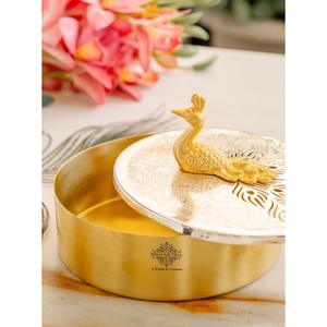 IndianArtVilla Caja decorativa de Latón chapado en plata con perilla de diseño de pavo real-Ideal para almacenamiento, regalos y decoración del hogar - Product Image 2
