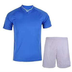 Ensemble maillot et short de football bleu, vêtements de sport par sublimation, kit de football athlétique, fournisseur en gros OEM, uniformes de football personnalisés - Product Image 1