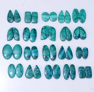 100% paire de malachite naturelle pierres précieuses en vrac tout mélange forme et taille Malachite Cabochon paire pierres précieuses en vrac pour la fabrication de bijoux - Product Image 5