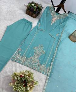 FANCY GEORGETTE BORDADO SECUENCIA TRABAJO SUPERIOR INFERIOR con DUPATTA PARTY FESTIVE WEAR SEDA ÉTNICA SALWAR KAMEEZ - Product Image 5