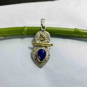 Pendentif Lapis Lazuli en argent sterling 925 avec coupe poire naturelle Bijoux fins avec réglage de lunette pour les fêtes Bijoux et breloques en gros - Product Image 4