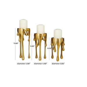 ที่ใส่เทียนโลหะสีทองขี้ผึ้งละลายดีไซน์ร่วมสมัยชุดของ3อลูมิเนียมตกแต่งโต๊ะห้องนั่งเล่นห้องนอน - Product Image 2
