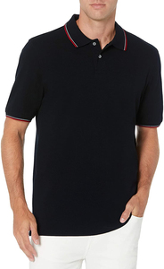 เสื้อโปโลแขนสั้นสำหรับผู้ชายเสื้อแฟชั่นลายทางสีผ้าฝ้าย100% ลำลอง - Product Image 3