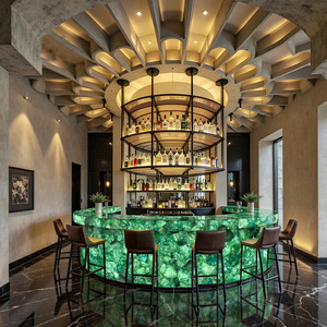 Table à manger en pierre de fluorite verte personnalisée, faite à la main, écologique, mobilier de luxe moderne pour les célébrations de Diwali - Product Image 2