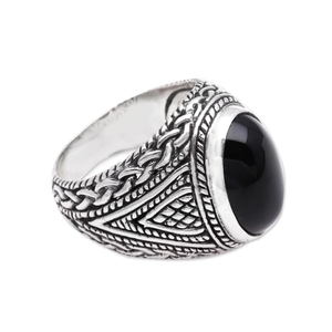 Bague Boho en argent sterling 925 unisexe bague ovale en onyx noir naturel faite à la main Punk cadeau d'anniversaire chrétien fêtes brillantes - Product Image 3