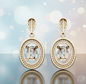 Boucles d'oreilles en cristal blanc et pierres précieuses CZ ovales en argent sterling 925 plaqué or 18 carats |   Boucles d'oreilles de 4,5 pouces, 10 grammes, pour soirée - Product Image 3