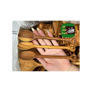 CUILLERE EN BOIS PREMIUM FAIT MAIN DU VIETNAM CUILLERE A LONGUE MANCHE EN TECK NATUREL Vaisselle écologique pour un usage quotidien - Product Image 2