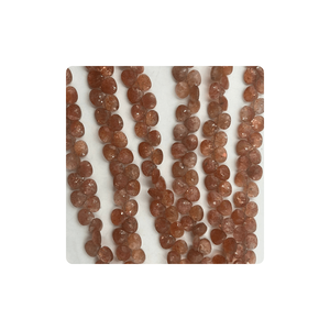 Venta directa de fábrica, piedra solar roja Natural, cuentas briolette en forma de corazón facetadas, 7mm, aproximadamente 8 pulgadas, hebra rosa para la fabricación de joyas - Product Image 4