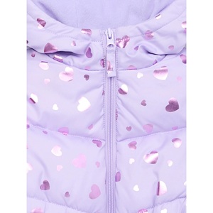 Vestes à capuche pour filles en gros Manteau bouffant rose avec imprimé coeur mignon - Product Image 5
