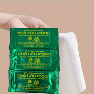 ผ้าเช็ดทำความสะอาดเปียกแบบใช้แล้วทิ้งเนื้อนุ่มออกแบบมาเองได้เพื่อความสะดวกในการเดินทางเป็นทางเลือกที่ดีสำหรับการทำความสะอาดสิ่งของส่วนตัวที่ผลิตในเวียดนาม - Product Image 1