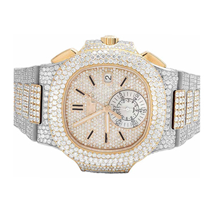 Montre Hip Hop sertie de diamants en moissanite, mouvement à quartz, cadran en verre et bracelet en acier inoxydable - Product Image 6