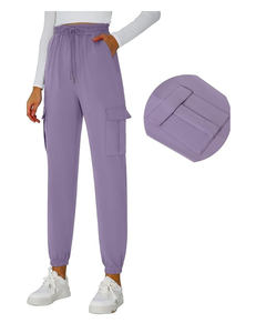 Pantalones Cargo Mujer Pantalones de chándal elásticos Joggers de cintura elástica con bolsillos Pantalones de senderismo holgados Pantalones atléticos suaves - Product Image 1
