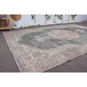 Tapis vintage 6,4x9,9 pieds, gris beige, tapis turc en laine du sud-ouest - Product Image 3