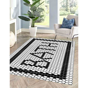 Printed <b>Rug</b> - Modern Black and White Bath <b>Rug</b> for Indoor and Outdoor Use,Luxury Velvet <b>Rug</b> - Product Image 3