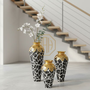 แจกันดอกไม้ตั้งพื้นอะลูมิเนียมพรีเมียม คอชุบทอง แจกันเหล็กตกแต่งสไตล์ชายทะเล สำหรับงานแต่งงาน งานอีเว้นท์ ขายส่ง - Product Image 3