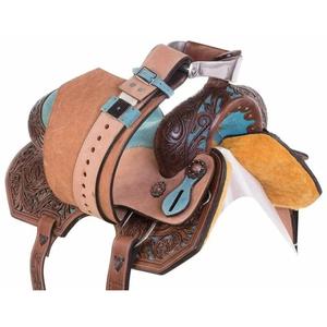 Un grossiste indien propose une selle de cheval western en cuir durable avec ensemble de talles pour les courses de barils - Product Image 6