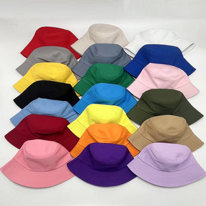 Wholesale New Embroidery Sun <b>Summer</b> Beach Adult Cotton Plain Black <b>Woman</b> Flat Top Wide Brim Fisherman Bucket <b>Hat</b> - Product Image 4