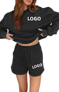 Ropa de mujer 65% algodón 35% poliéster recortado atletismo Club Full Zip Hood Racing blanco mujer chándal Top Sudadera con capucha - Product Image 6