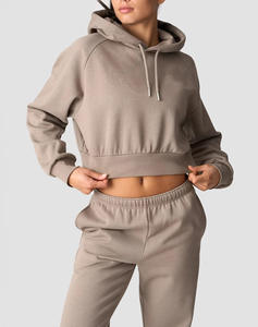 Conjunto Deportivo de Dos Piezas para Mujer, Venta al Por Mayor, Sudadera Corta con Capucha y Pantalones Jogger con Cintura Elástica, Ropa Casual - Product Image 1
