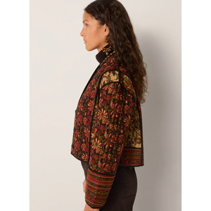 Chaqueta ISABELLE - Abrigo de Invierno con Estampado Floral, Relleno de Algodón y Poliéster Acolchado, Estilo Vintage, Talla XL, Diseño de Hojas Otoñales - Product Image 2